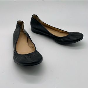 J. Crew Cecilia Black Leather Ballet flats
